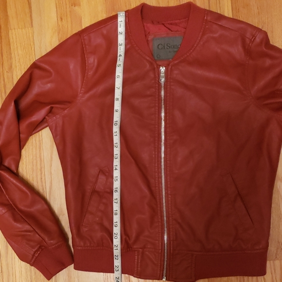 Blood Red Ci Sono by Cavalini Faux Leather Jacket - Picture 6 of 8
